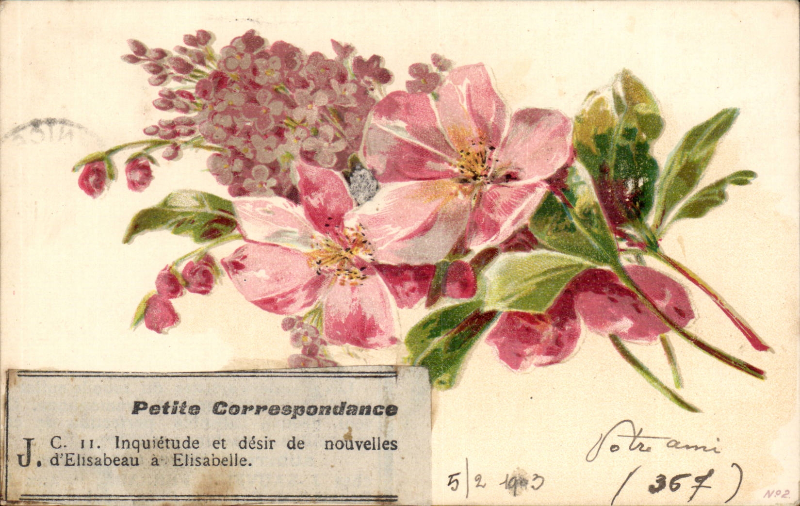 CPA Fantaisie Fleurs Elisabeau Elisabelle)
