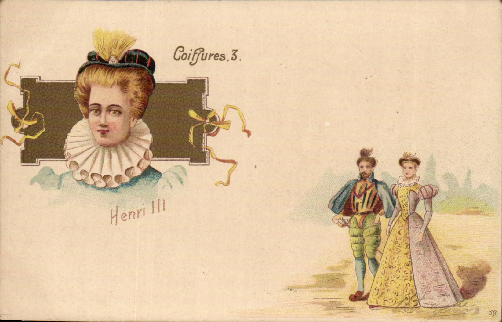 CPA Fantaisie Coiffures Henri III
