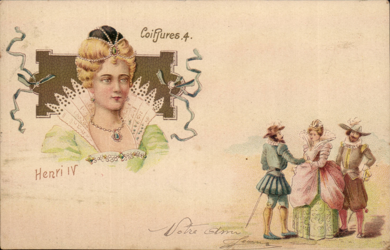 CPA Fantaisie Coiffures Henri IV