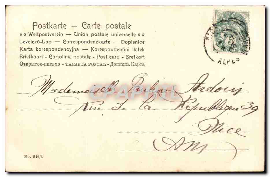 Vrouw met kippen — landelijke scène — uitgave Totra Jean, n° 916/4 — Achterkant