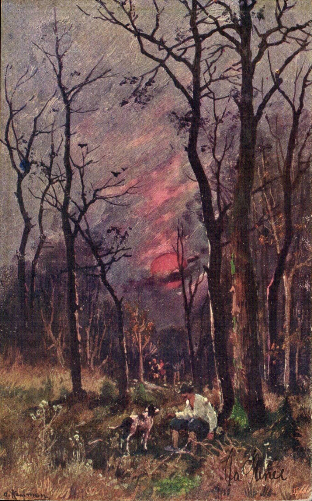 La Forêt — coucher de soleil — J. La Fince (éditeur ?)