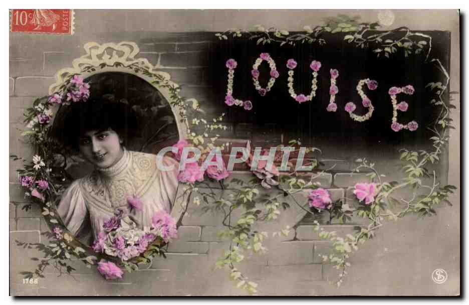 Femme dans un cadre floral — Louise — éditeur S. n° 1768