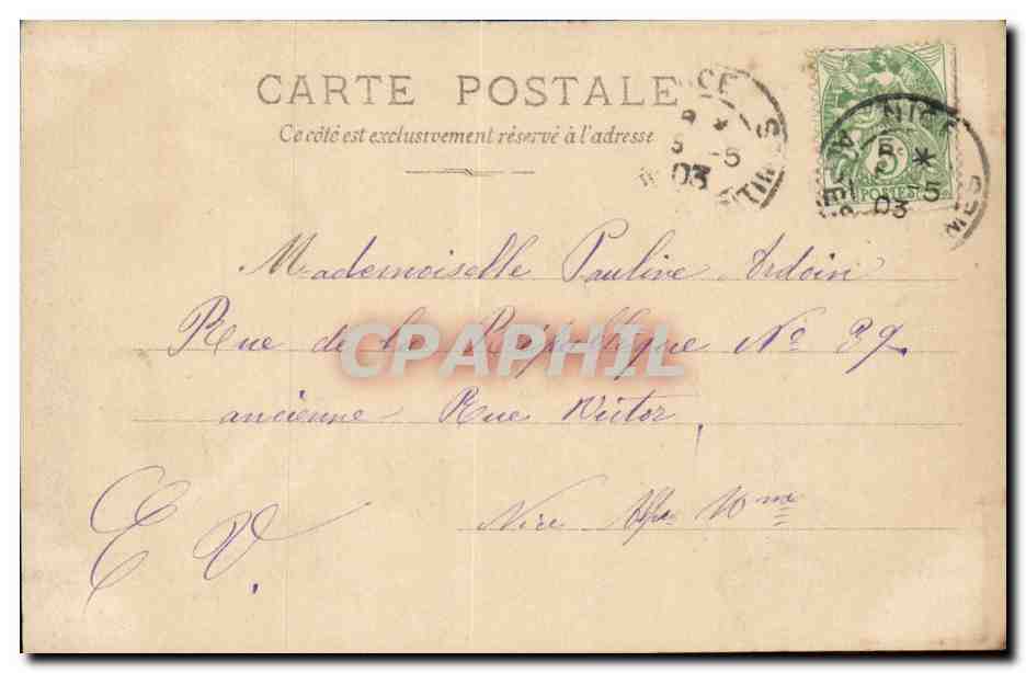 Joven mujer en perfil — Serie 25, N°5 — S.I.P. París — Reverso