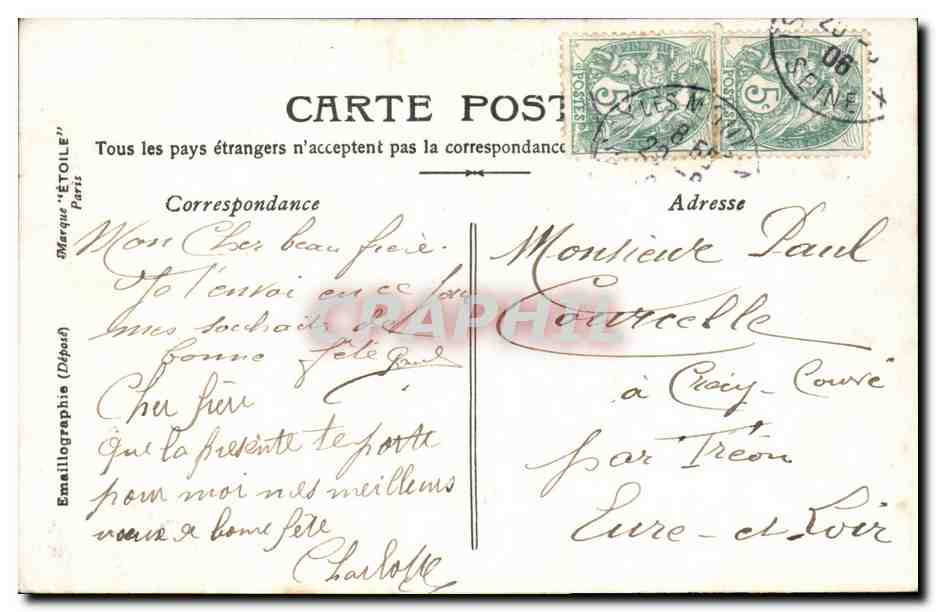 CPA FAntaisie Bonne FEte Paul Prenom — Verso