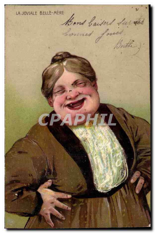 La joviale belle-mère — caricature humoristique — éditeur non identifié