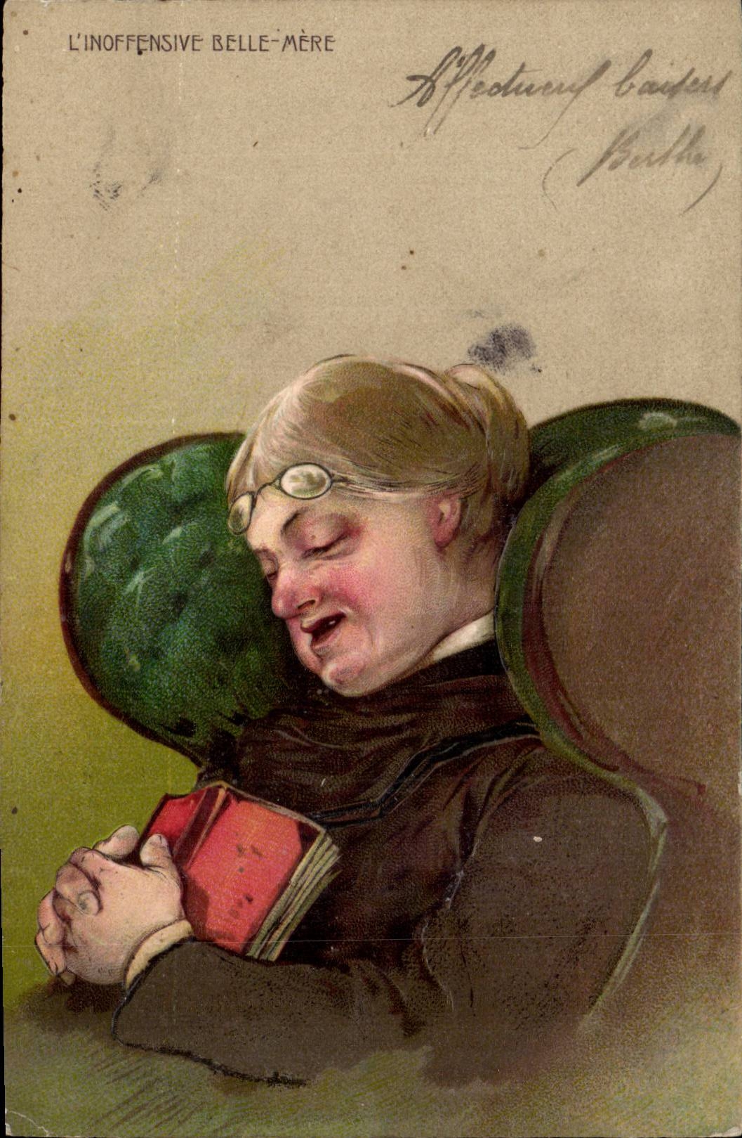 L'INOFFENSIVE BELLE-MÈRE — caricature humoristique — éditeur Baipert, n° de série non visible