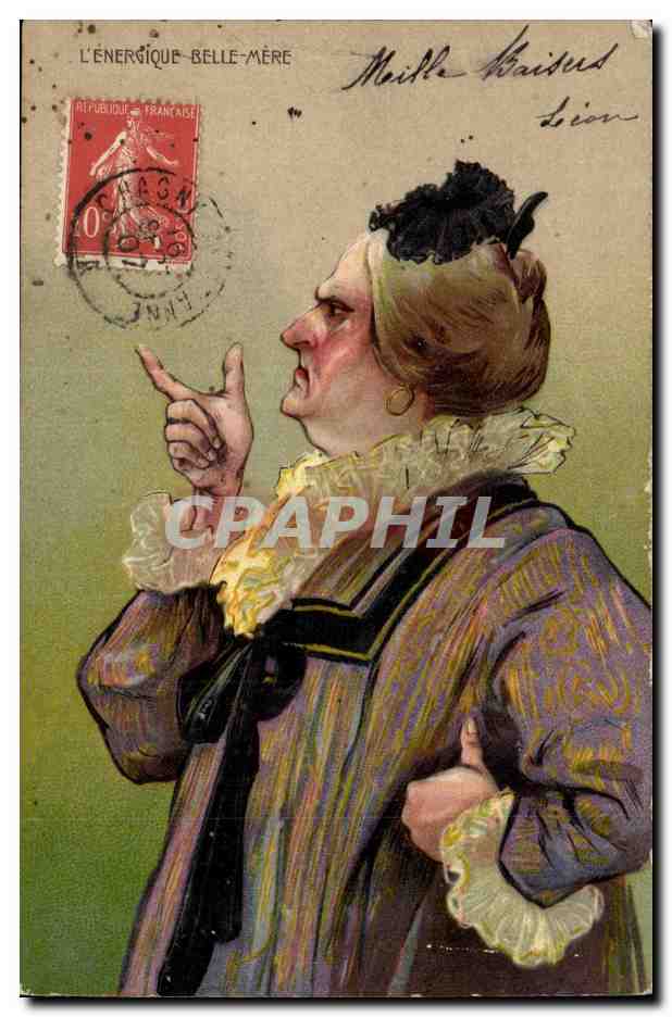 L'ÉNERGÉIQUE-BELLE-MÈRE — caricature humoristique — éditeur non visible