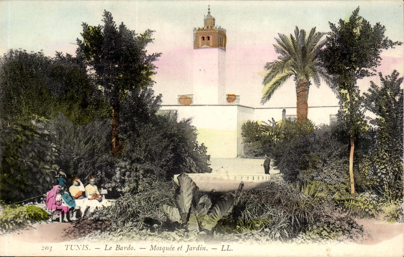 Tunisie Tunis CPA Le Bardo Mosquee et jardin
