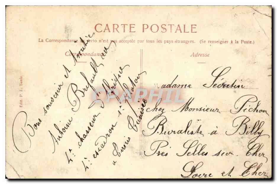 Tunisie CPA Tunis Bonjour — Verso