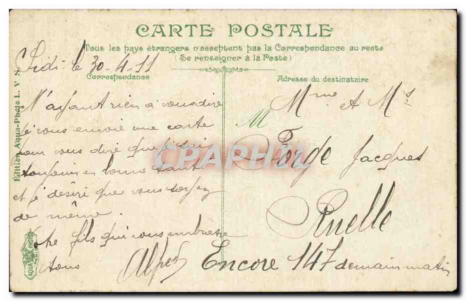 Tunisie CPA Tunis Rue El Halfoin — Verso