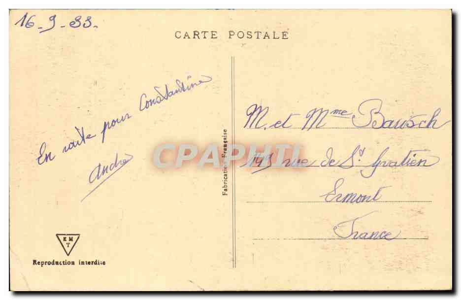 Tunisie Tunis CPA Marchands d'orange — Verso