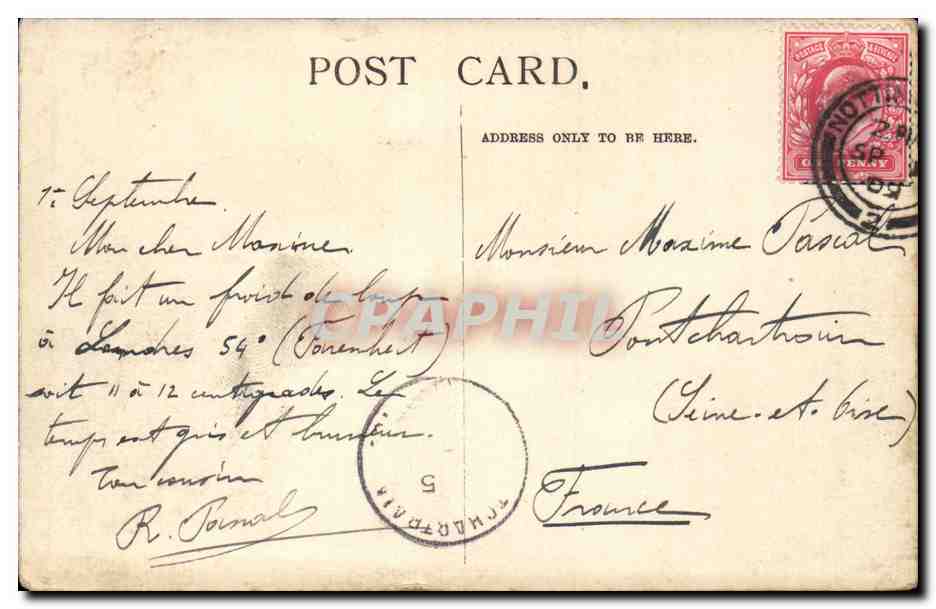 Grande Bretagne CPA London Londres Ludgate circus Shewing St Paul's — Rückseite