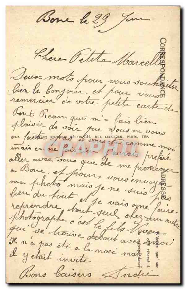 BONE — Les Quais et les Courriers de France — ND — Verso