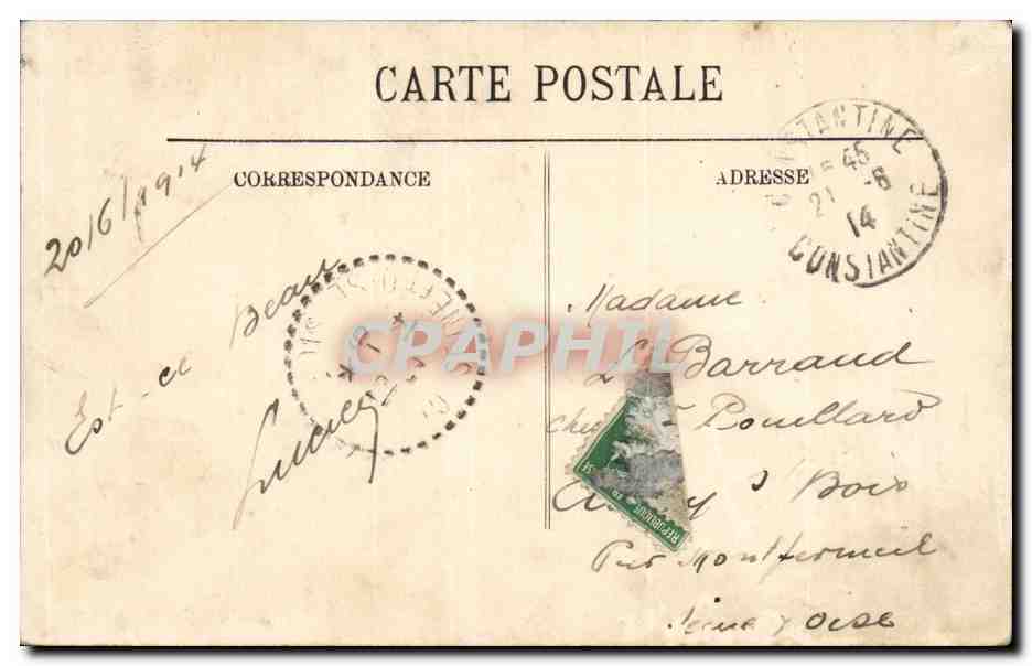 Algerie Constantine CPA Le Rhummel et le pont El Kantara — Rückseite