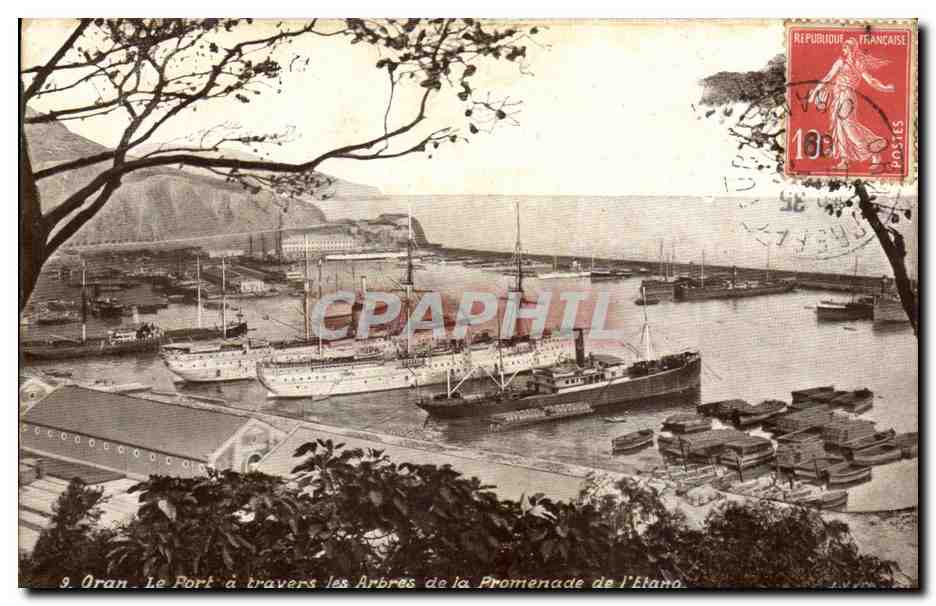 Oran - Le Port à travers les Arbres de la Promenade de l'Etano — Édition L. V. S.