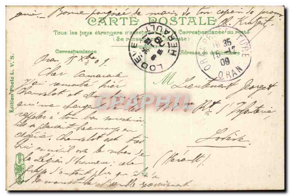 Oran - Le Port à travers les Arbres de la Promenade de l'Etano — Édition L. V. S. — Verso