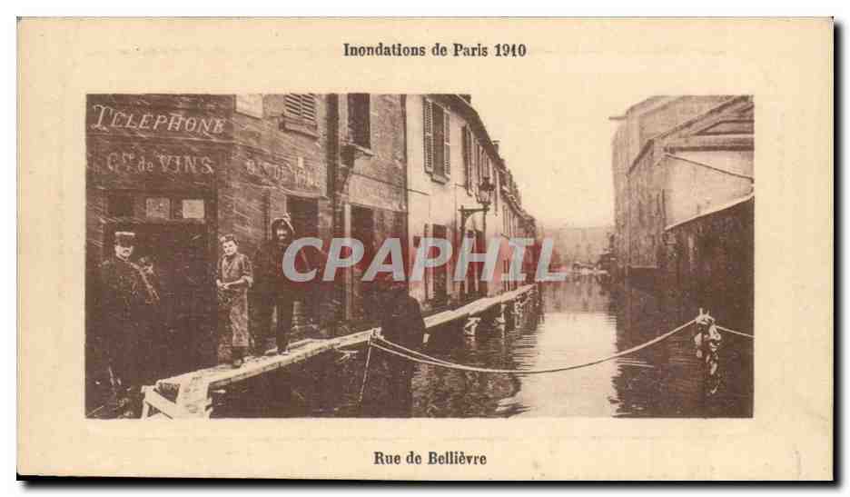 Paris CPA Inondations de 1910 Rue de Bellievre