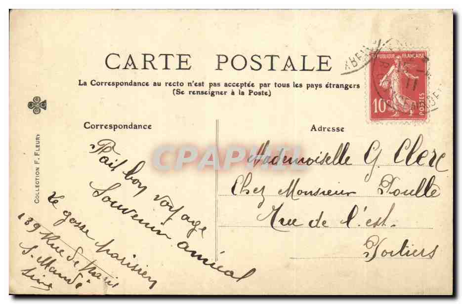 Paris CPA Rue Corbeau Prise de la rue Bienat (billard — Verso
