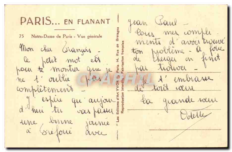 Paris CPA Notre DAme Vue generale — Rückseite