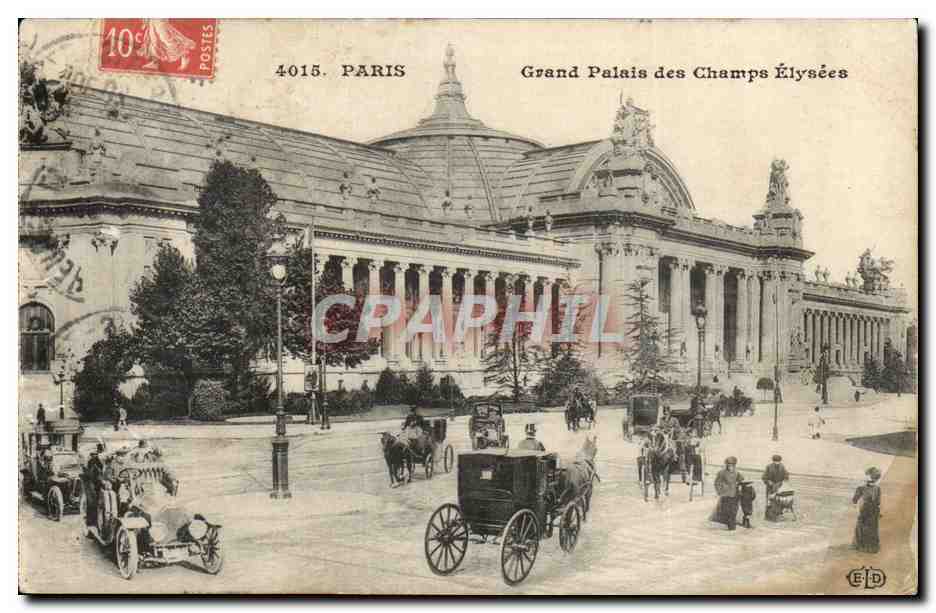 Paris Vintage Postcard Grand Palace of the Champs Elysees (automobiles)