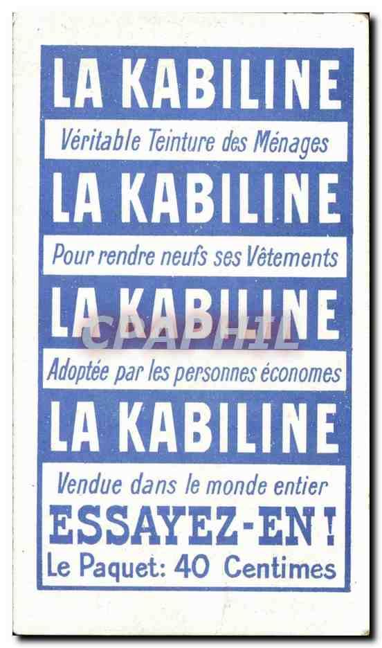 Paris CPA Paris inonde Quai de la Rapee pres la gare de Lyon Publicite Kabiline Teinture de menages — Rückseite