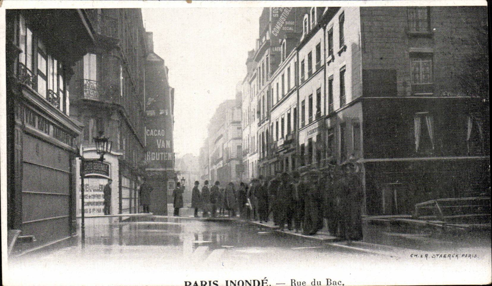 Paris inondé — Rue du Bac — Ch. & R. Staerck Paris