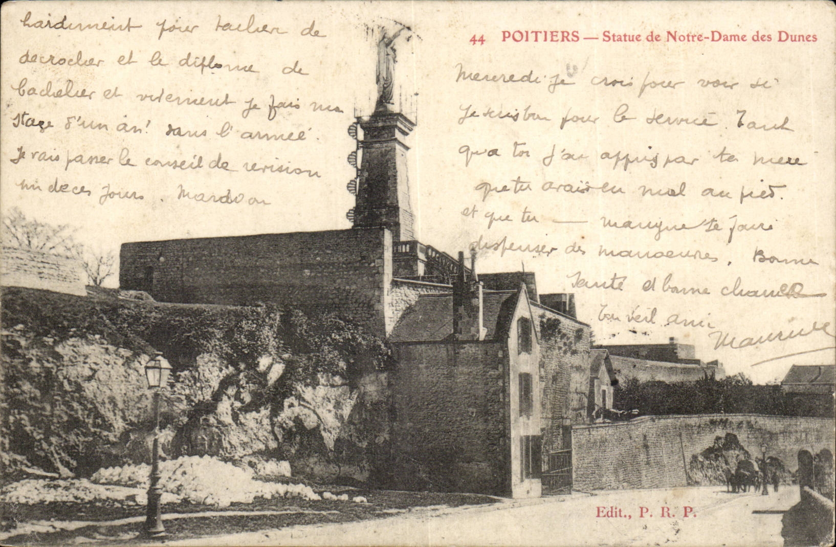 Poitiers CPA Statue de Notre Dame des Dunes