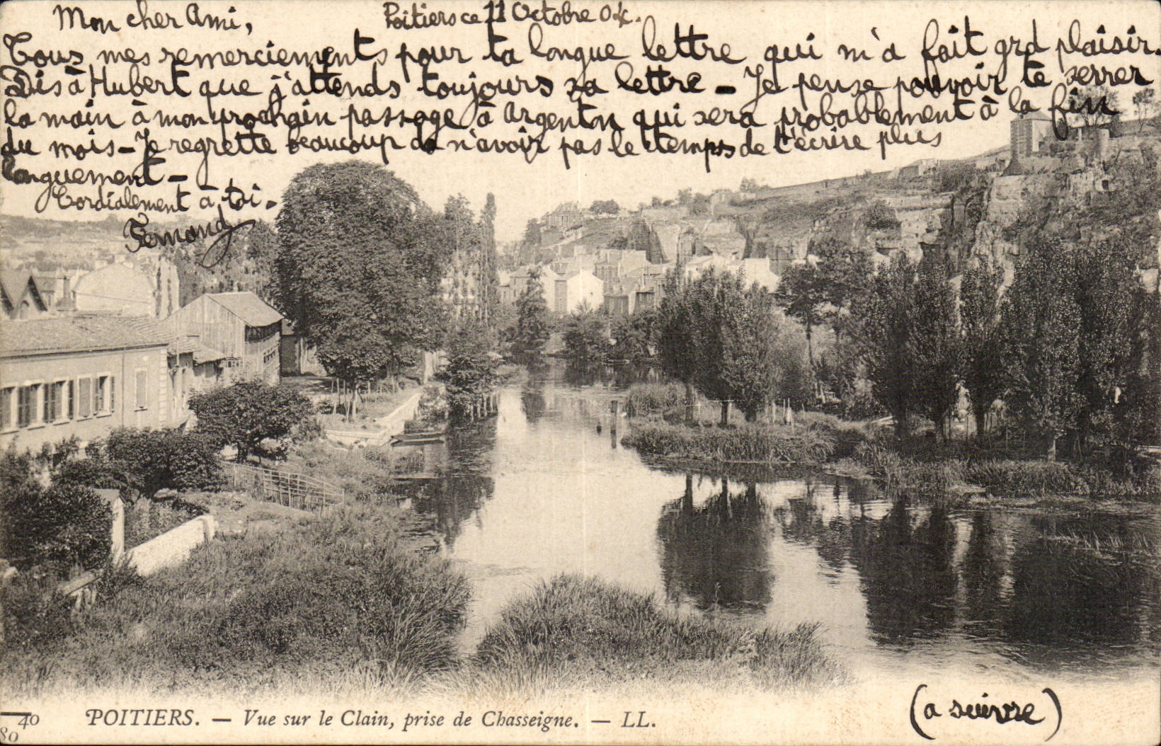 Poitiers — Vue sur le Clain, prise de Chasseigne — LL.