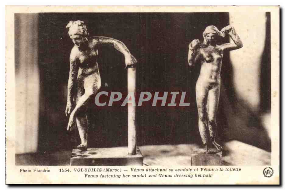 Maroc Volubilis CPA Venus attachant sa sandale et Venus a al toilette