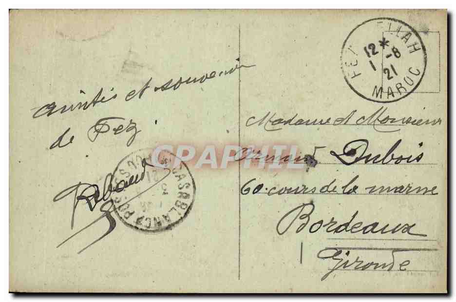 Maroc Fez CPA Vue generale de la Medina — Rückseite