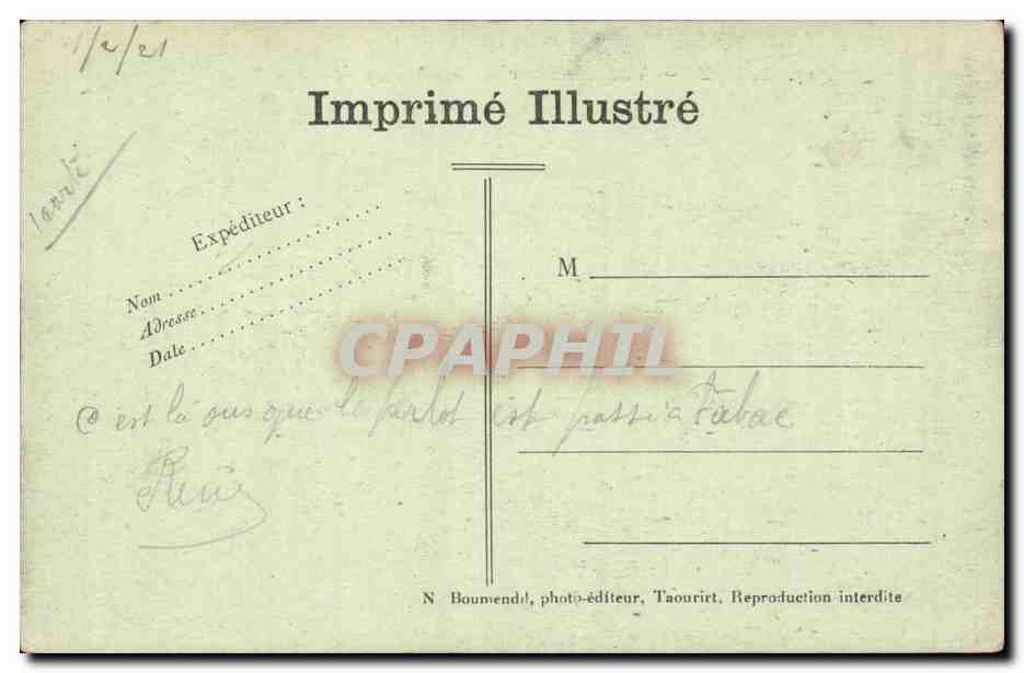 Meknès — Vue Générale du Monopole des Tabacs — N. Boumendil, photo-éditeur, Taourirt — Rückseite