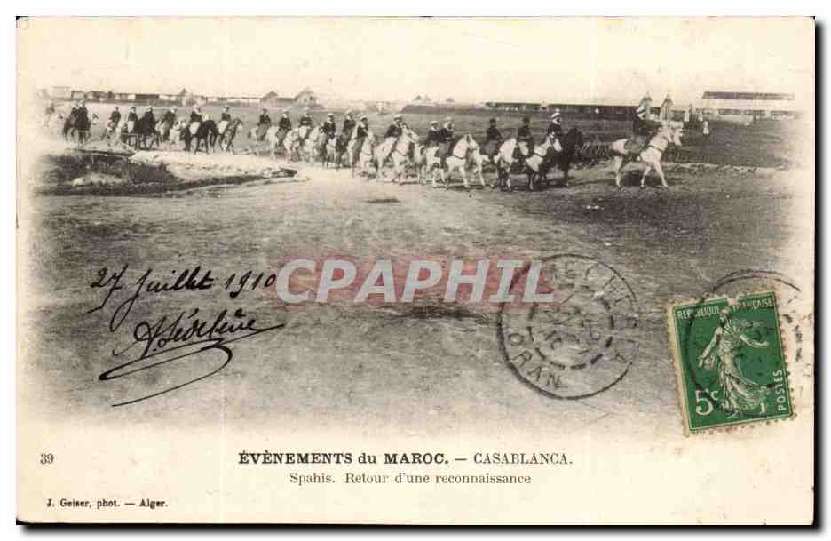 Maroc Evenements du MAroc CPA Casablanca Spahis Retour d'une reconnaissance