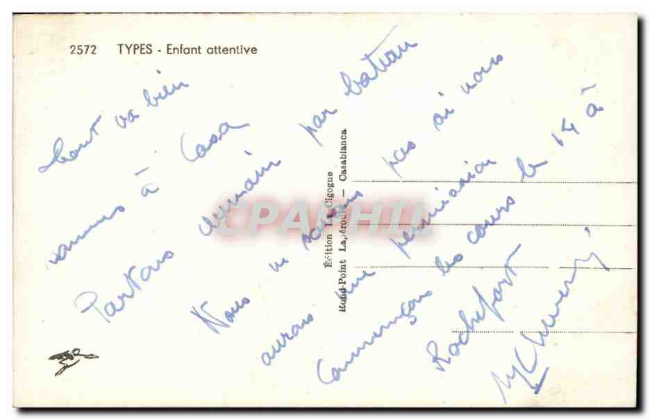 Maroc CPA Types Enfant attentive — Rückseite