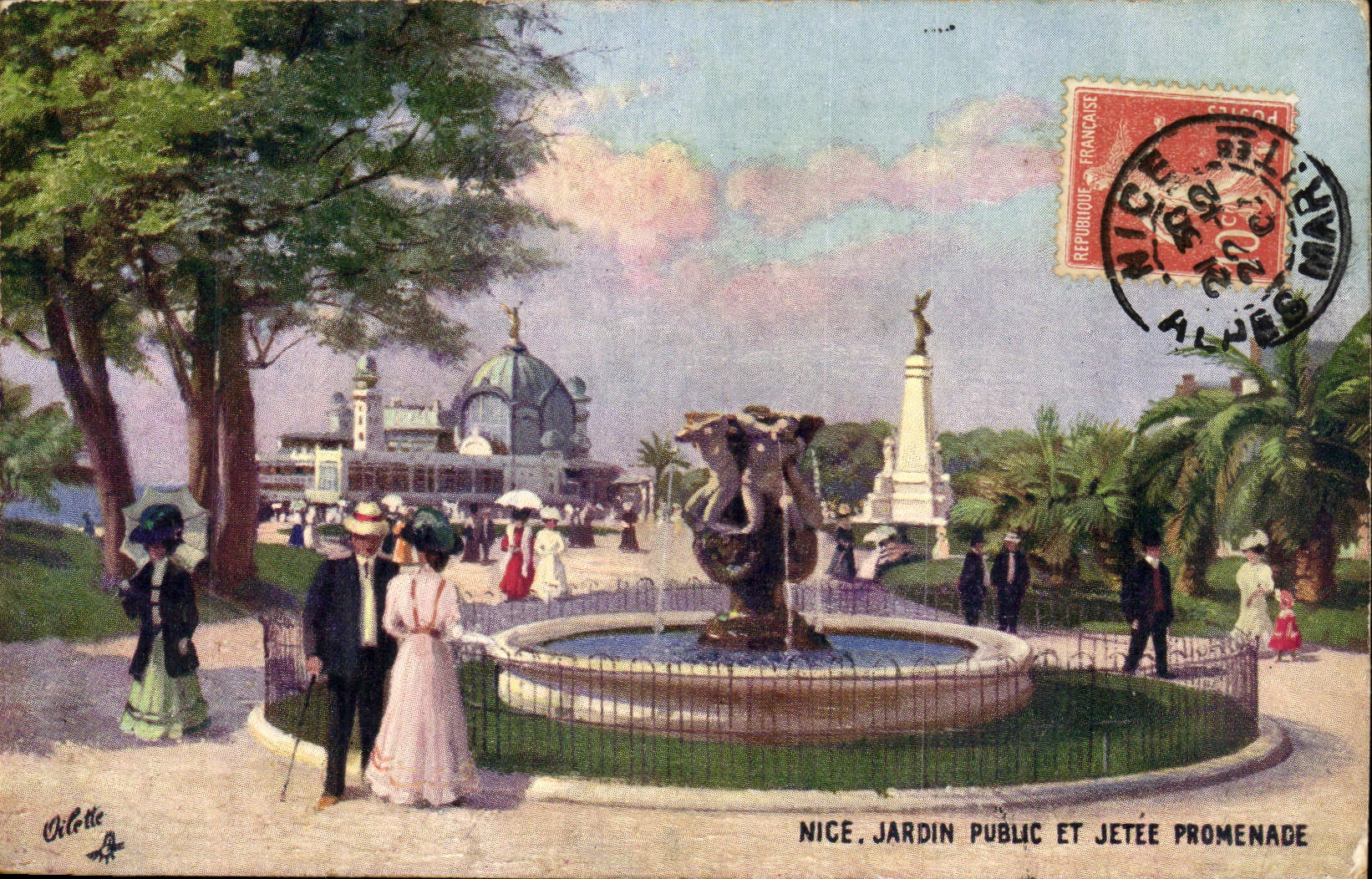 Nice CPA Jardin public et jetee promenade