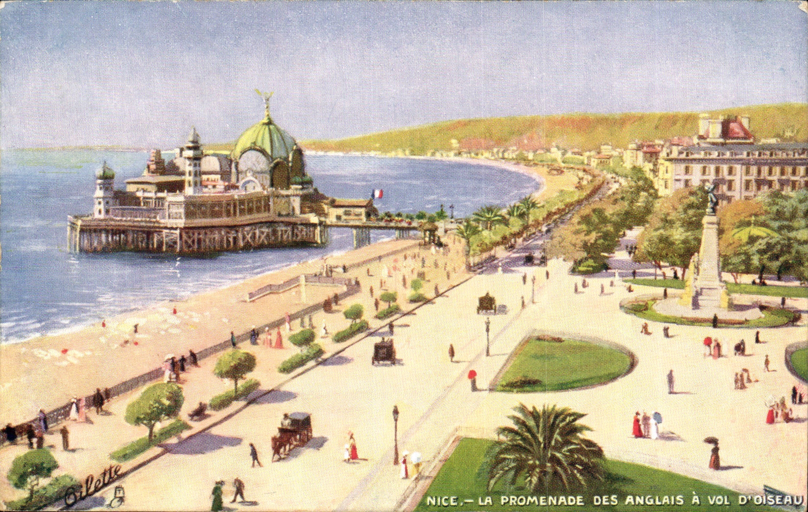 Nice CPA Promenade des anglais a vol d'oiseau