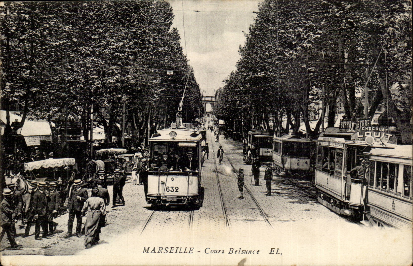 Marsella - Cours Belsunce — tranvía n°632 y tranvía n°633, editor EL