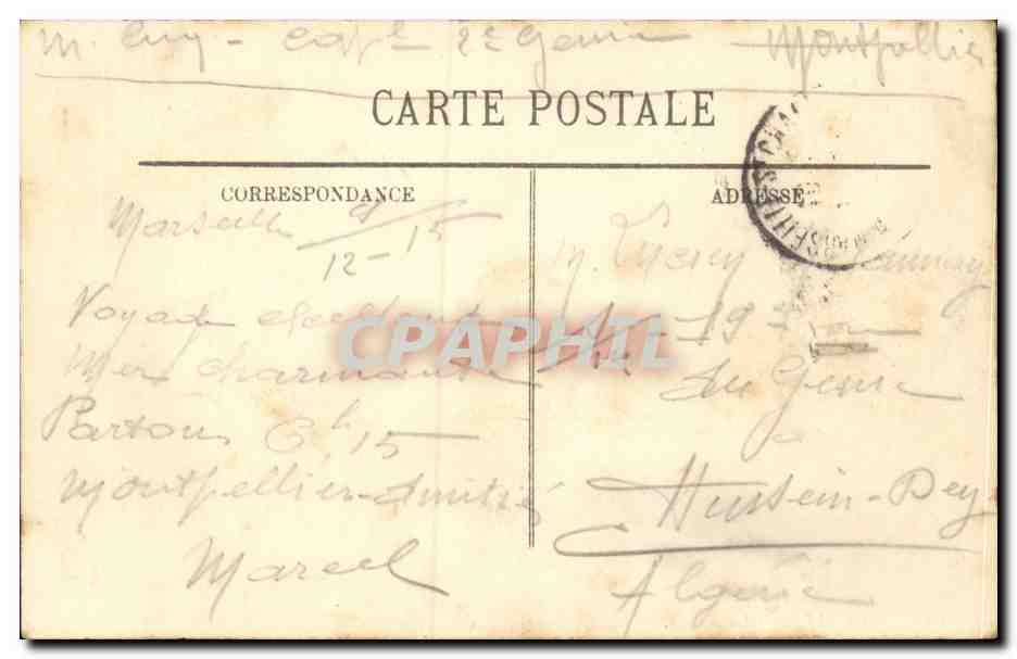 Marseille CPA La Bourse — Verso