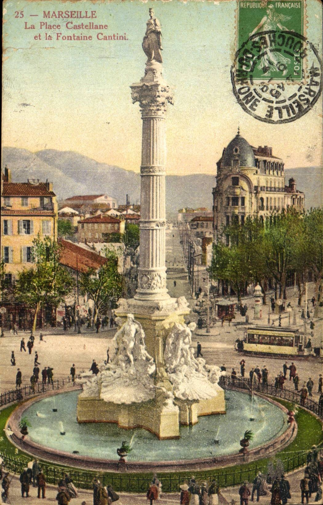 Marseille CPA La place CAstellane et la fontaine Cantini