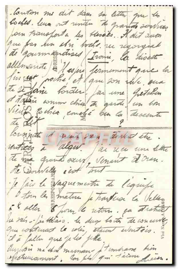 Reims dans sa deuxième année de bombardement 1914-15-16 — La Cathédrale incendiée par les Allemands, le 19 Septembre 1914 — La Cathédrale, L'Archevêché et la rue du Cardinal de Lorraine — Collection G. Dalais, Reims — Verso