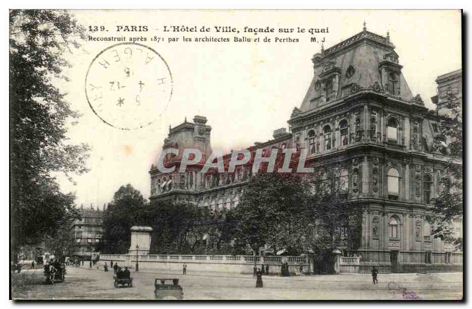 Paris CPA Hotel de ville Facade sur le quai