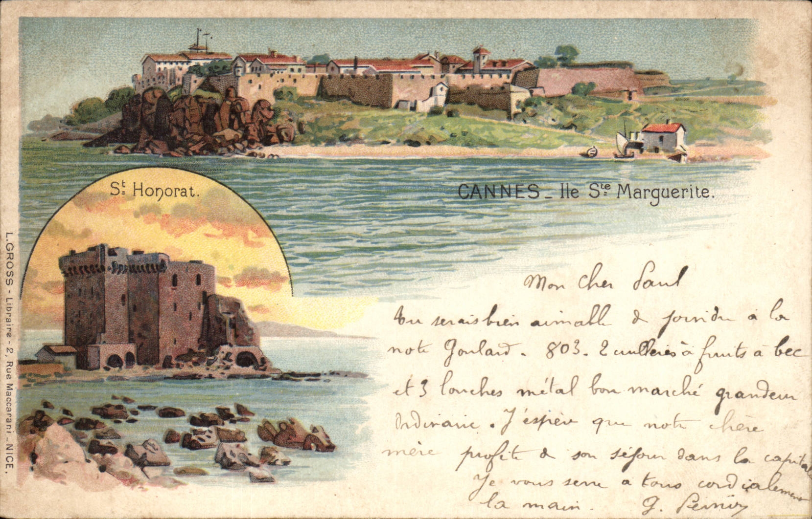 Cannes - Île Sainte-Marguerite — Saint-Honorat — L. CROSS - Librairie - 2 Rue Macarani - NICE