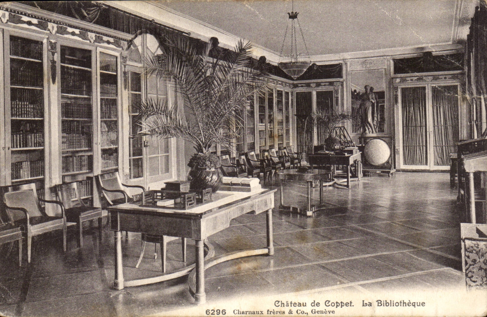 Suisse Geneve CPA Chateau de Coppet La bibliotheque (library)
