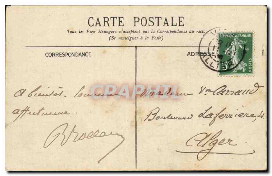 Vichy CPA Galerie promenoir — Rückseite