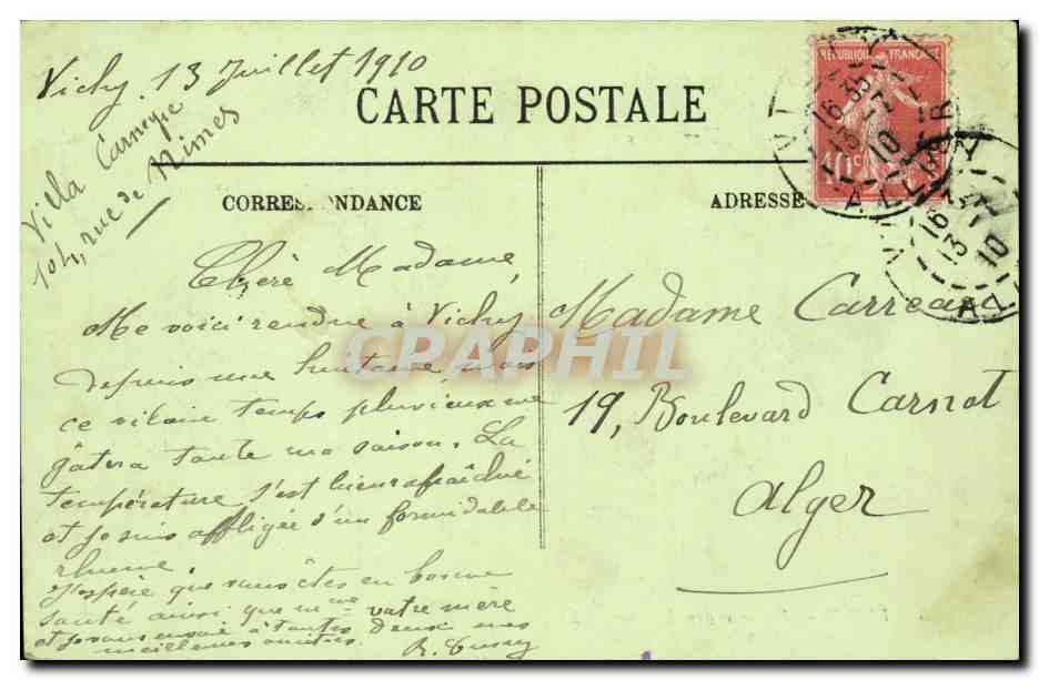 Vichy CPA Vue prise dans le parc — Verso