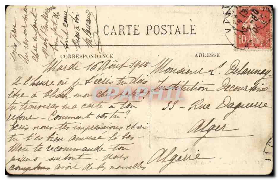 Vichy CPA Les bords de l'Allier — Verso