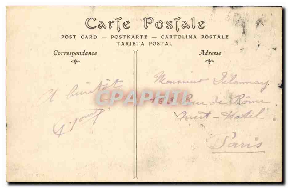 Caen CPA Eglise Sainte ETienne Abbaye aux hommes cote de l'abside et le lycee — Verso