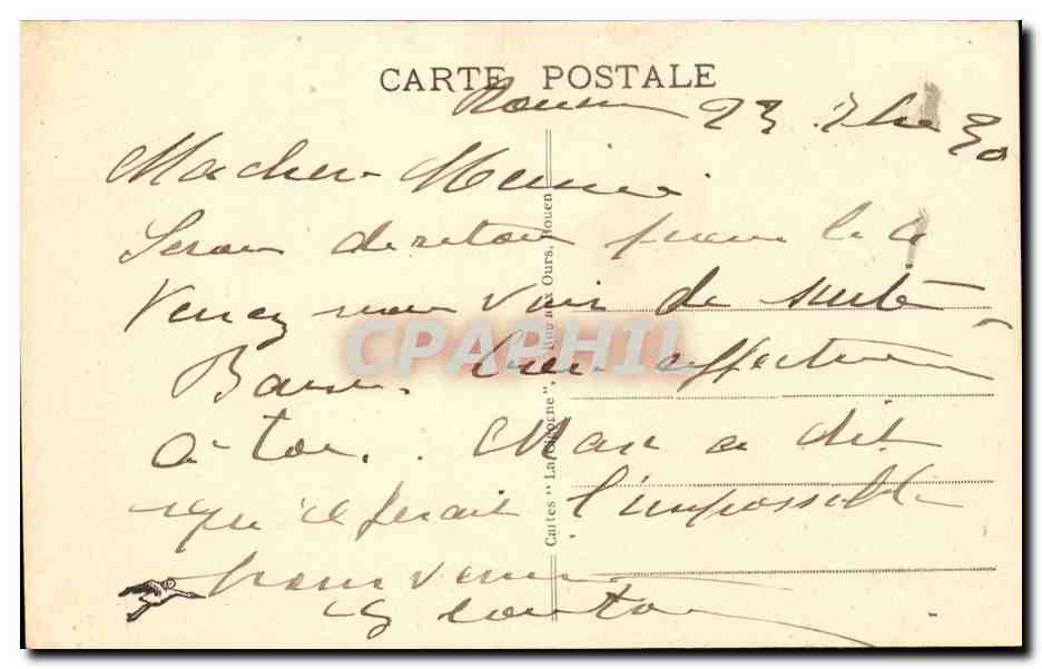 Rouen CPA Vieille maison Rue St Romain — Rückseite