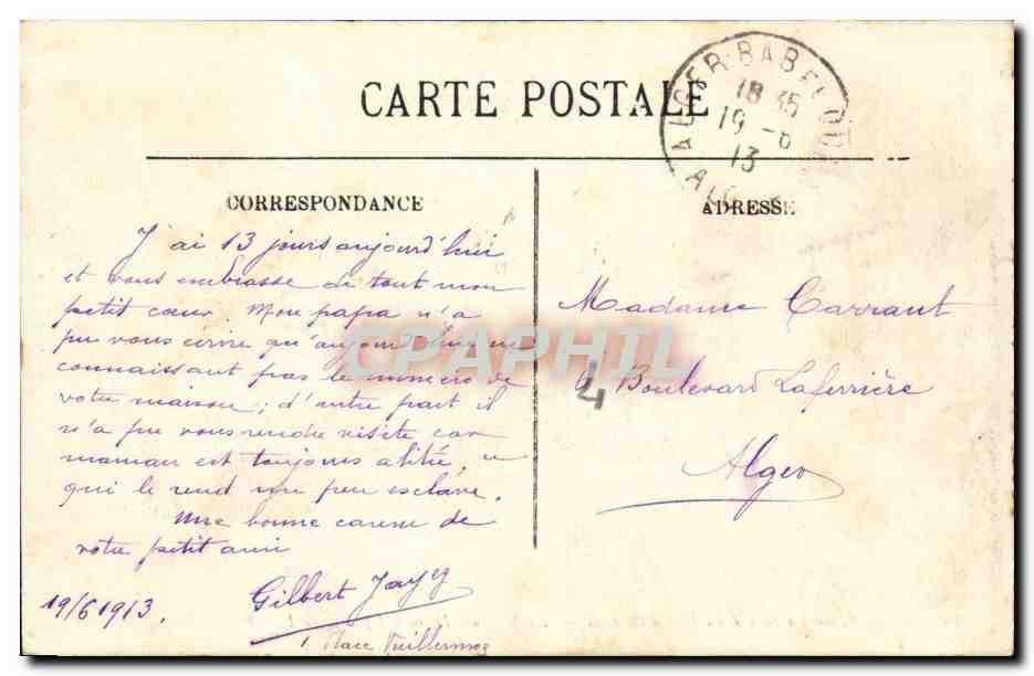 Algerie Alger CPA La statue du duc d'orleans La mosquee Djemaa Djedid — Rückseite