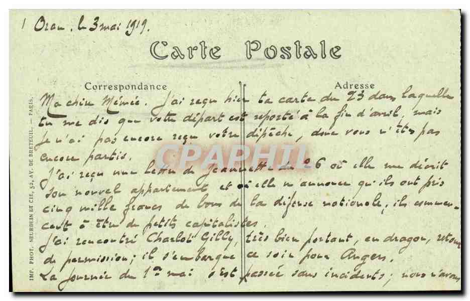 Soissons CPA Rue des Minimes maisons incendiees — Rückseite