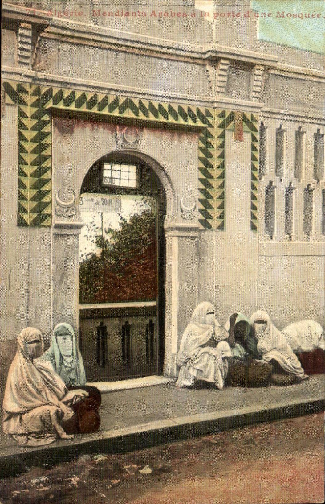 Algérie. Mendiantes Arabes à la porte d'une Mosquée — Édition A. A. L. V. S.